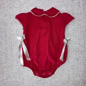 Bella Bliss 6m red corduroy bubble with plaid details